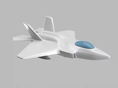 White Toy Airplane Model With Blue Cockpit And Streamlined Fighter Jet Design 3d model