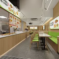 Modern Restaurant Interior Design With Wooden Walls Green Seats Long Tables And Open Kitchen