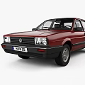 Red Volkswagen Classic Sedan Car With Black Trim And Chrome Details