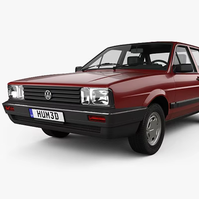 Red Volkswagen Classic Sedan Car With Black Trim And Chrome Details 3d model