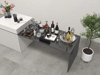 Tea Break Beverage Wine Food Green Plant 3d model