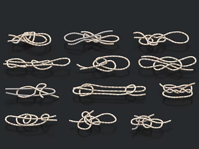 Silver Rope Knot Decorative Ornament Set For Home Interior Decoration 3d model