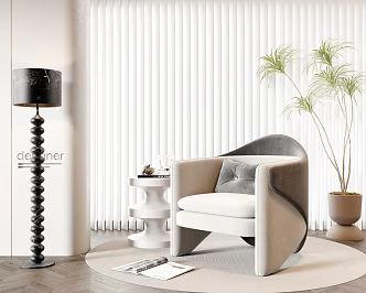 Modern Single Sofa Casual Sofa Living Room Sofa Casual Chair Side Tables 3d model