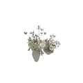 Bonsai Potted Plants In Ceramic Vases With White Flowers And Green Leaves