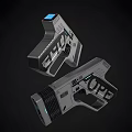 Futuristic Sci Fi Pistol With Modern Silver Design And Blue Light Features 3d model