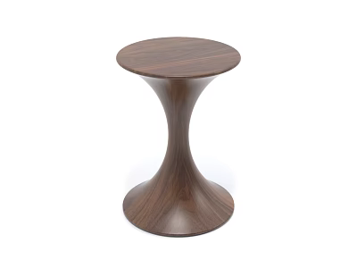 Round Wooden Coffee Table With Modern Curved Base And Walnut Wood Design 3d model