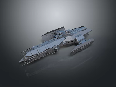 Futuristic Sci Fi Spaceship 3D Model With Metallic Surface And Detailed Structure 3d model