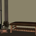 Brown Leather Bench With Rivet Details And Wooden Frame By Vintage Gramophone