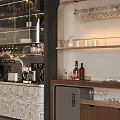 Elegant Modern Wine Cabinet With Glass Shelves And Marble Design Displaying Wine Bottles