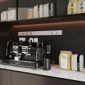 Modern Kitchen Countertop With Coffee Machine Tea Packages On Shelves 3d model