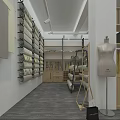 Modern Clothing Store Interior With Clothing Racks Shelves Display Tables And Decorative Plants