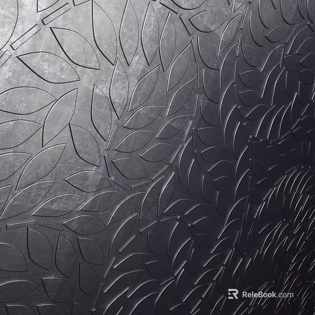 Intricate Leaf Shaped Carving Design On Textured Surface With Elegant Pattern Details 3d model 