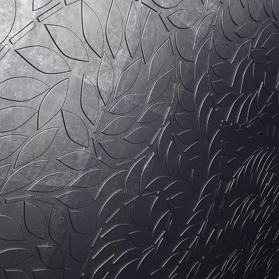 Intricate Leaf Shaped Carving Design On Textured Surface With Elegant Pattern Details 3d model