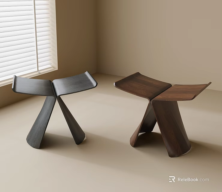 Two Modern Coffee Tables With Cross Legs In Dark And Wooden Tones 3d model 