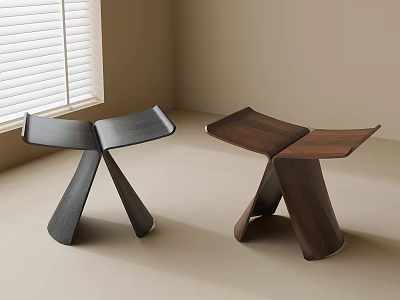Two Modern Coffee Tables With Cross Legs In Dark And Wooden Tones 3d model