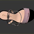 Women's Pink And Purple High Heels With Ankle Strap And Shiny Sequins
