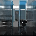 Modern Bright Blue Beauty Hair Salon Interior With Professional Hairdressing Stations And Glossy Marble Floors