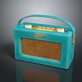 Vintage Blue RetroSound Computer With Portable Handle And Control Knobs
