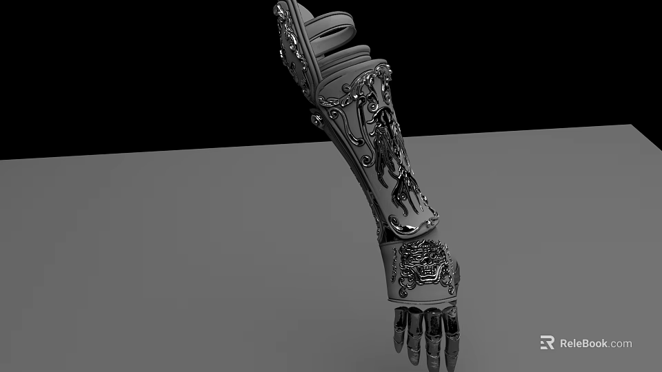 Intricate Metal Hand Garment With Decorative Patterns And Armor Like Design 3d model