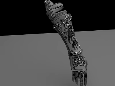 Intricate Metal Hand Garment With Decorative Patterns And Armor Like Design 3d model