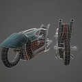 Teal And Red Cyberpunk Motorcycle With Streamlined Body Graffiti Patterns And Yellow Accents