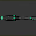 Futuristic Sci Fi Weapon With Black Body Green Glowing Accents And Mechanical Parts