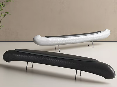 Stylish Modern Black White Curved Stools With Metal Legs Design 3d model