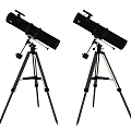 Commercial Black Astronomical Telescopes Two Units With Stable Tripod Stands 3d model