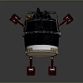 Modern Industrial Style Lamp With Red Mechanical Legs And Round Grille Shade
