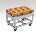Industrial Equipment Metal Frame Cart With Wooden Pallet And Wheels For Material Handling