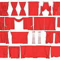 Red Curtains with Various Styles and Designs for Home Interior Decor 3d model