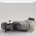 Modern Bed End Stool Curved Bench Low Tread Chaise 3d model