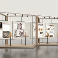Exhibition Display Wall With Glass Frame Display Boards And Lighting Setup