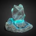 Decorative Ornament Set Featuring Crystal Clusters Rock Base and Blue Glowing Light 3d model