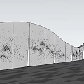 White Curved Feature Wall with Sparkling Lights and Water Reflection in Night Starry Sky