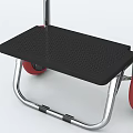 Public Facility Red Striped Shopping Cart With Metal Frame And Red Wheels