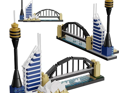 Architectural Building Blocks Set Featuring Famous Landmark Models With Detailed Design Elements 3d model