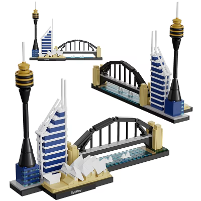 Architectural Building Blocks Set Featuring Famous Landmark Models With Detailed Design Elements 3d model