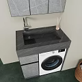 Modern Bathroom Vanity With Stone Countertop Mirror Cabinet And Washing Machine