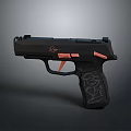 High Quality Modern Black Tactical Pistol Featuring Red Accents And Textured Grip