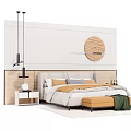 Nordic Background Double Bed Simple Double Bed 3d model