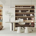 Study Desk and Chair Bookcase Lazy Sofa Floor Lamp 3d model