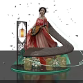 Traditional Costume Photo Spot with Ancient Lantern Carved Screen Glowing Curves and Falling Petals