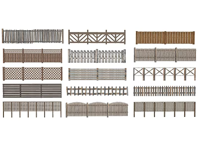 Various Garden Fence Designs With Different Styles And Materials For Outdoor Use 3d model