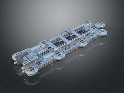 Futuristic Mechanical Structure Design With Metallic Frame And Circular Components 3d model