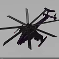 Purple Helicopter Model Featuring Multiple Rotors and Detailed Design on Dark Background