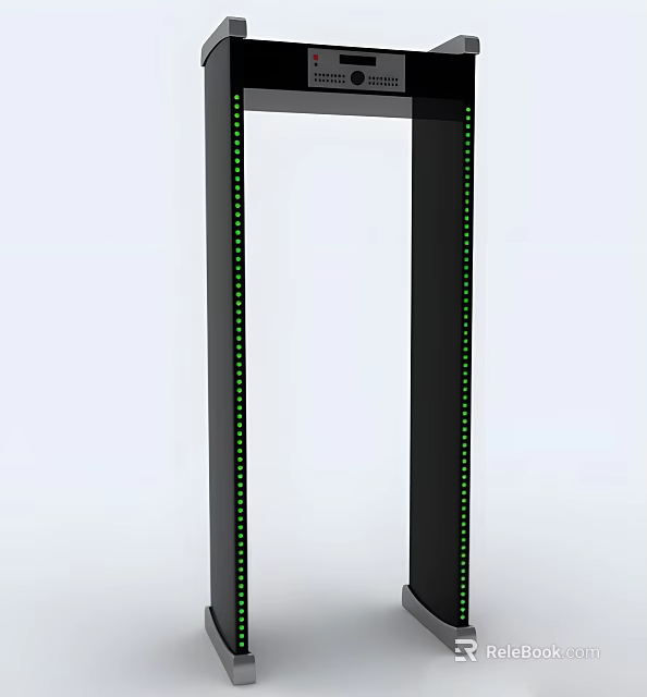 Public Facility With Black Frame And Green LED Lights For Information 3d model