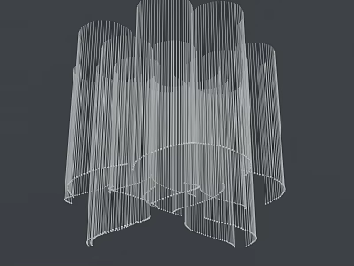 Modern White Line Chandelier with Multi Layered Wavy Cylindrical Structure and Smooth Flowing Unique Design 3d model
