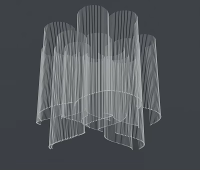 Modern White Line Chandelier with Multi Layered Wavy Cylindrical Structure and Smooth Flowing Unique Design 3d model