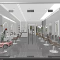 Modern Kids Friendly Hair Salon Interior With Stylish Chairs And Green Plants